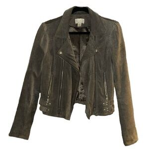 R D Style Soft Grey Suede Moto Jacket